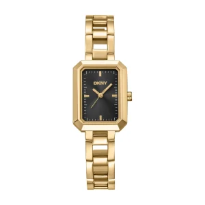 DKNY Uptown Midi Gold Stainless Steel Womens Watch Black Dial