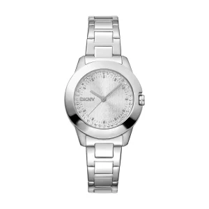 DKNY Silver Stainless Steel Park Ave Logo 30mm Womens Watch