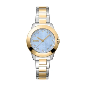 DKNY Two Tone Stainless Steel Watch Light Blue Dial 30mm