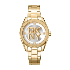 DKNY Chambers Midi Gold Stainless Steel Womens 34mm Watch Elegant