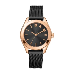 DKNY Astoria Rose Gold Stainless Steel Black Dial 34mm Watch