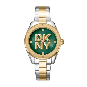 DKNY Chambers Midi Two Tone Steel Watch With Green Dial 34mm