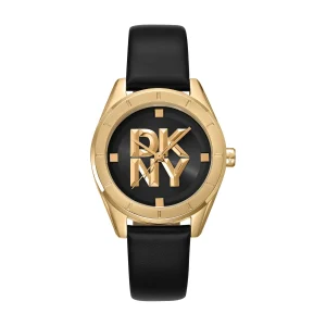 DKNY Chambers Midi Gold Stainless Steel Black Dial Womens Watch