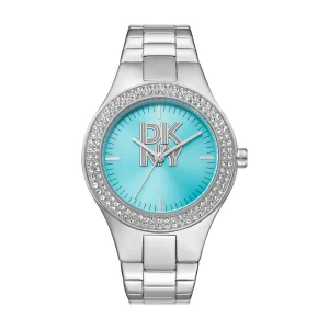 DKNY Parsons Glitz Silver Blue Dial 38mm Stainless Steel Watch