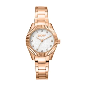 DKNY Rose Gold Stainless Steel 30mm Ladies Watch Silver Dial