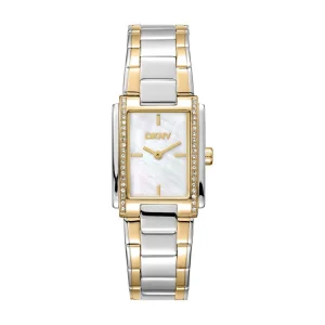DKNY Two Tone Stainless Steel Watch With White Mother Of Pearl Dial