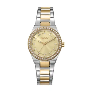 DKNY Two Tone Stainless Steel Womens 30mm Champagne Dial Watch