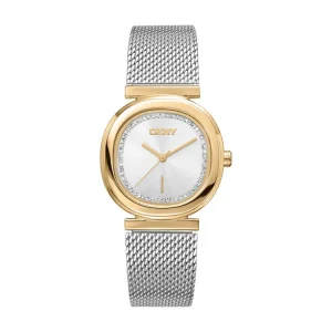 DKNY Womens Two Tone Stainless Steel 30mm Elegant Dress Watch