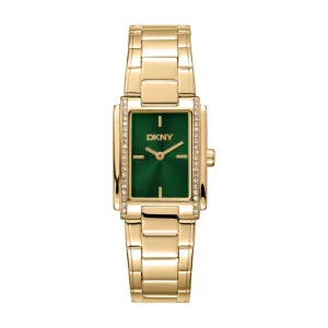 DKNY Gold Stainless Steel Womens Watch Green Dial 23x30mm Luxury