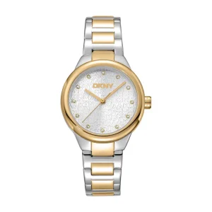 DKNY Two Tone Stainless Steel Womens Watch Silver Gold 32mm Luxury