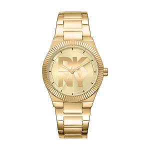 DKNY Gold Stainless Steel 33mm Watch with Champagne Dial Women