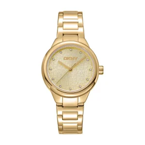 DKNY Gold Stainless Steel 32mm Watch Modern Women's Elegance