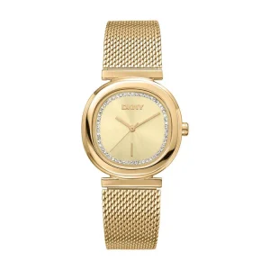 DKNY Gold Stainless Steel Womens Evening Watch Champagne Dial 30mm