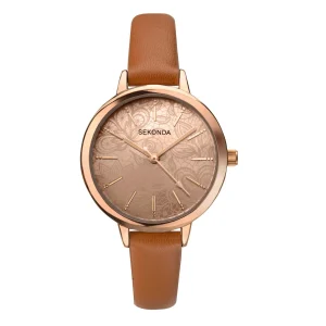Sekonda Womens Nature Inspired Watch Brown Leather Strap Durable Timepiece