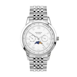 Sekonda Armstrong Moonphase 40mm Mens Stainless Steel Silver Watch
