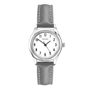 Sekonda Womens Grey Leather Watch White Dial 25mm Elegant Gift