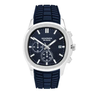 Sekonda Octaire 40mm Blue Dial Mens Watch With Rubber Strap