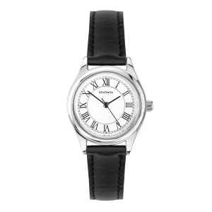 Sekonda Evans Womens Watch White Dial Black Leather Strap 25mm