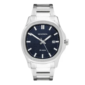 Sekonda Octaire Mens Blue Dial Stainless Steel Watch 40mm Bracelet