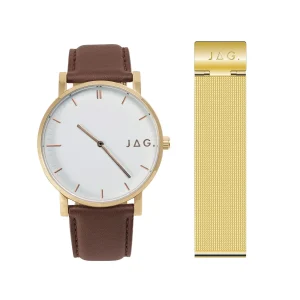 JAG Chadstone Dark Brown Leather 42mm Mens Watch Classic Style