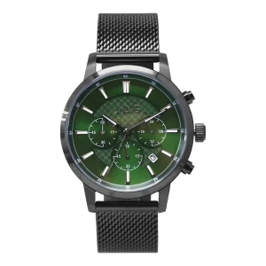 Jag Byron Stainless Steel Black Chronograph Green Dial Watch 42mm