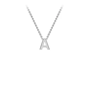 9K White Gold Initial Necklace Adjustable Personalized Gift for Her
