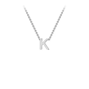 9K White Gold K Initial Necklace Adjustable Personalized Jewelry Gift