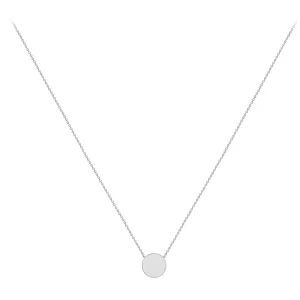 9K White Gold Adjustable Disc Necklace Elegant 41cm to 43cm Chain