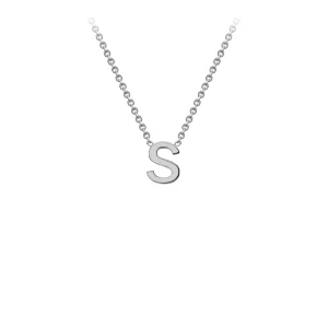 9K White Gold S Initial Necklace Adjustable Personalized Gift 43cm