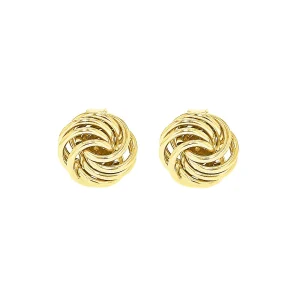 9K Yellow Gold Knot Stud Earrings Elegant Polished Finish 6mm