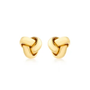 9K Yellow Gold Knot Stud Earrings 8mm Elegant Polished Finish
