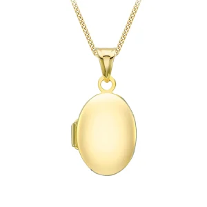 9K Gold Small Oval Locket Pendant Elegant Jewelry for Women Gift