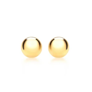 9K Yellow Gold Ball Stud Earrings Subtle Style Contemporary Look