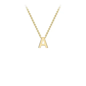 9K Yellow Gold Initial A Necklace Adjustable Personalized Gift 43cm