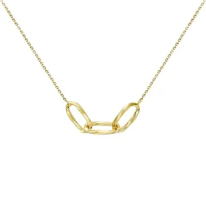 9K Yellow Gold Diamond Cut Oval Necklace Adjustable Elegance 43cm
