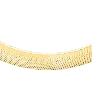 9K Yellow Gold Herringbone Necklace 46cm Elegant Contemporary Style