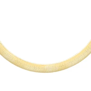 9K Yellow Gold Herringbone Necklace Elegant Contemporary Style 41cm