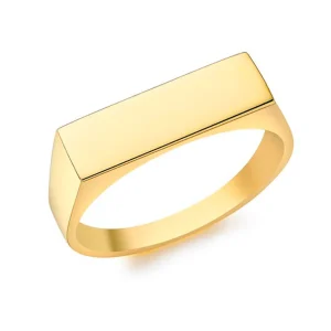 9K Yellow Gold Signet Ring Elegant Polished Rectangular Design