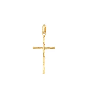9K Yellow Gold Cross Pendant Elegant Diamond Cut Polished Finish