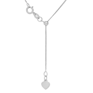 9K White Gold Adjustable Heart Necklace Elegant 56cm Chain