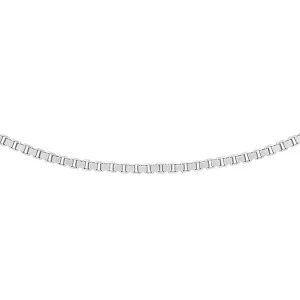 9K White Gold Box Chain Necklace Elegant Polished Adjustable 45cm