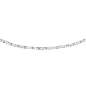 9K White Gold Box Chain Necklace Elegant Polished Finish 45-50cm