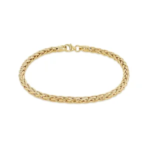 9K Yellow Gold Wheat Link Bracelet Elegant Modern Jewelry 19cm