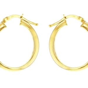 9K Yellow Gold Creole Hoop Earrings 15mm Stylish Contemporary Look