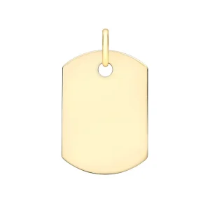 9K Yellow Gold Small Dog Tag Pendant for Stylish Contemporary Look
