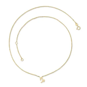 9K Yellow Gold Capricorn Necklace Adjustable Stylish Zodiac Jewelry