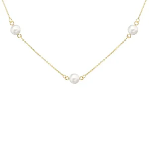 9K Yellow Gold Freshwater Pearl Necklace Elegant Contemporary Style