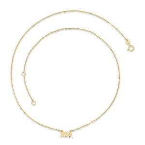 9K Yellow Gold Aquarius Necklace Stylish Zodiac Jewelry Gift 45cm
