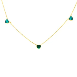 9K Yellow Gold Malachite Heart Necklace Elegant Contemporary Gift