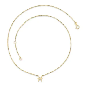 9K Yellow Gold Pisces Zodiac Necklace Elegant Modern Gift 45cm